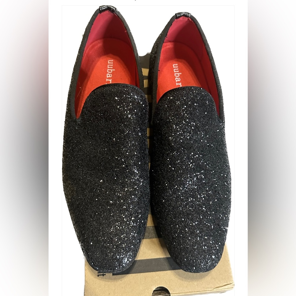 Uubaris mens slip on loafers tuxedo suit shoes sparkly black size 10.5